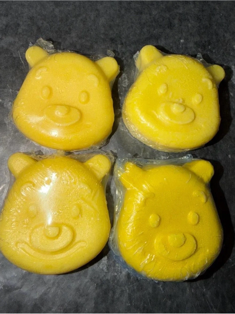 Yellow Bear-Shaped Bath Soaps (Set of 4)